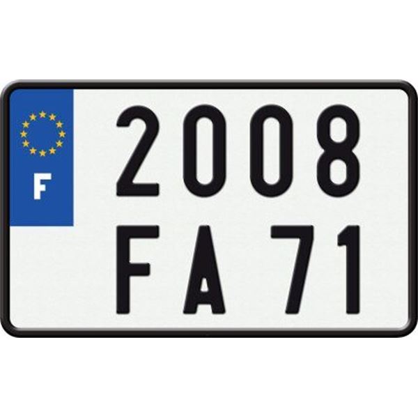 Plaque immatriculation alu 210 x 130 mm (ancien système)