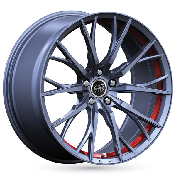 Jante aluminium Infiny 17 pouces Gris Brillant Tour Interne Rouge Spike
