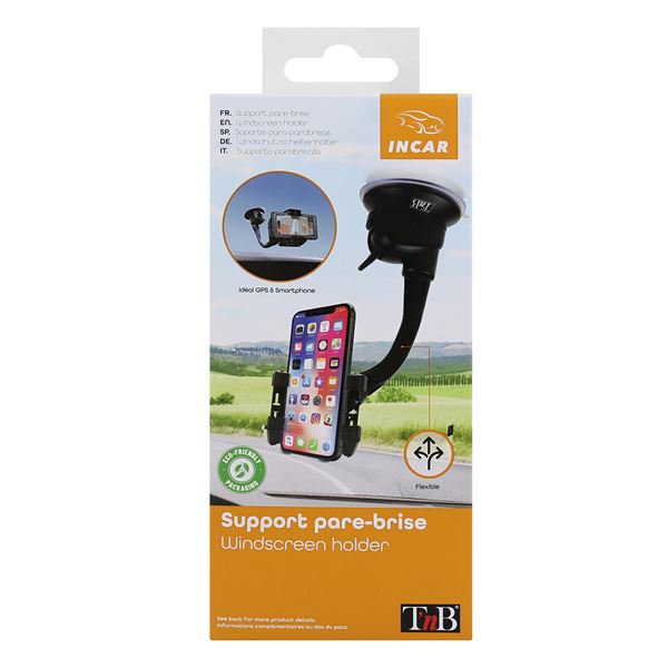 Support pince avec bras flexible sur pare-brise T'nB