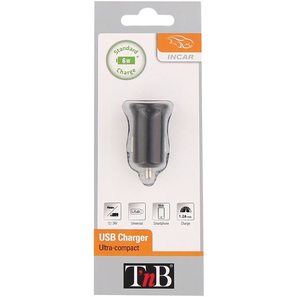 Chargeur allume-cigare 1 entrée USB 1,2A T'nB