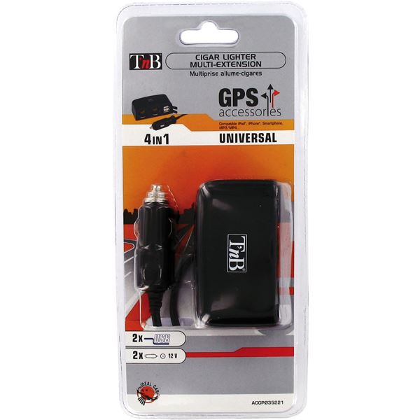 Doubleur allume-cigare + 2 entrées USB T'nB