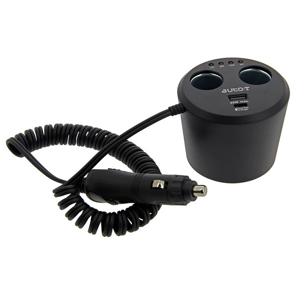 Multiprise allume-cigare USB sur porte boisson