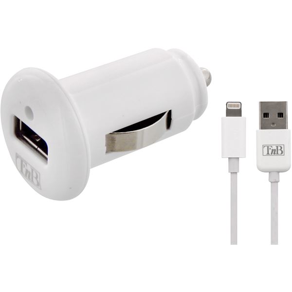 Pack chargeur allume-cigare 1 entrée USB + câble lightning T'nB