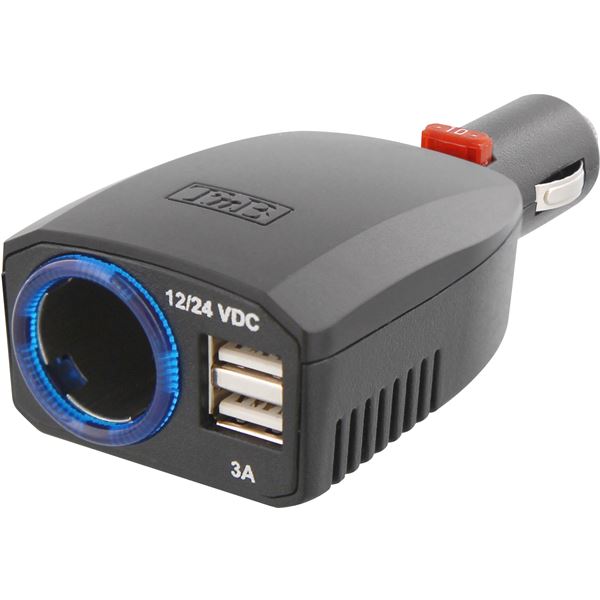 Chargeur allume-cigare + 2 entrées USB T'nB