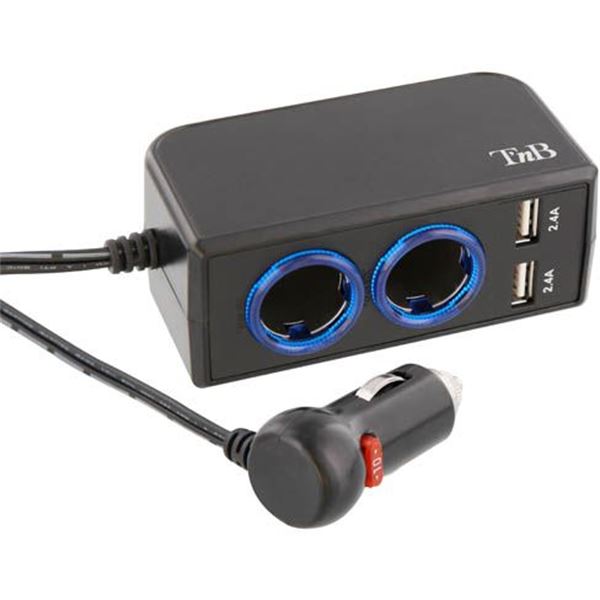 Doubleur allume-cigare + 2 entrées USB T'nB
