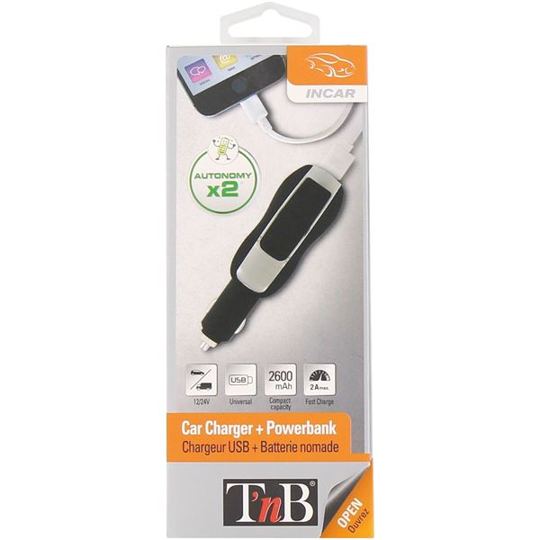 Chargeur allume cigare + batterie de secours T'nB