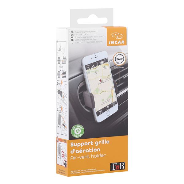 Support pince compact noir sur grille d'aération  T'nB
