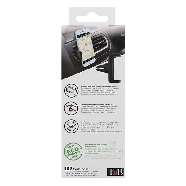 Support pince compact noir sur grille d'aération  T'nB