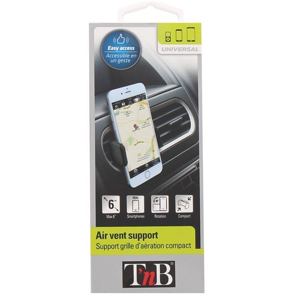 Support pince compact noir sur grille d'aération  T'nB