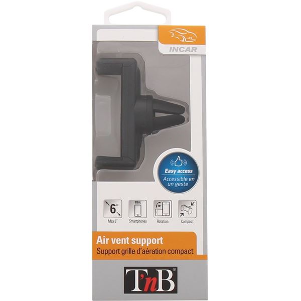 Support pince compact noir sur grille d'aération  T'nB