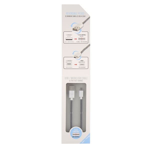 Câble USB / Micro USB  réversible 2m T'nB