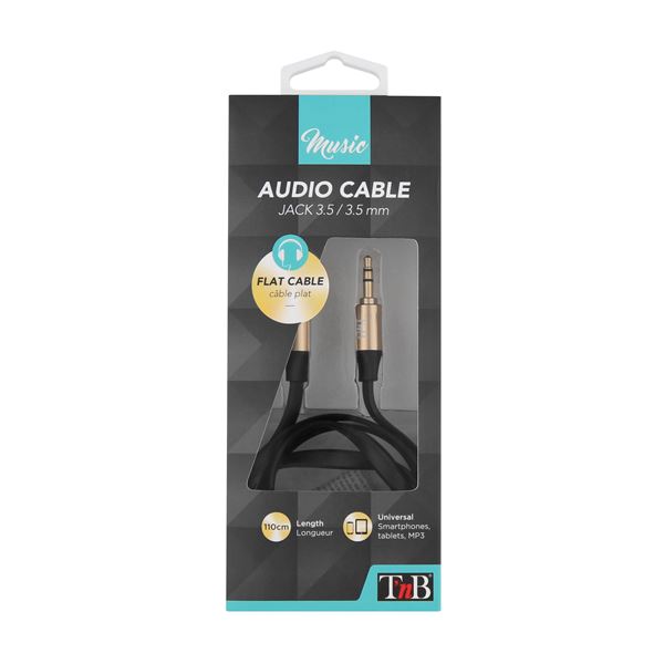 Câble jack plat noir/or T'nB