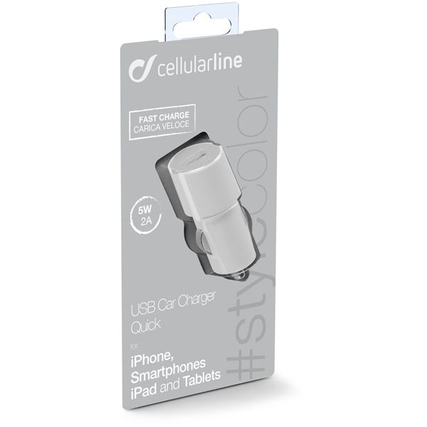 Chargeur allume cigare blanc 1 entrée 2A Cellular Line