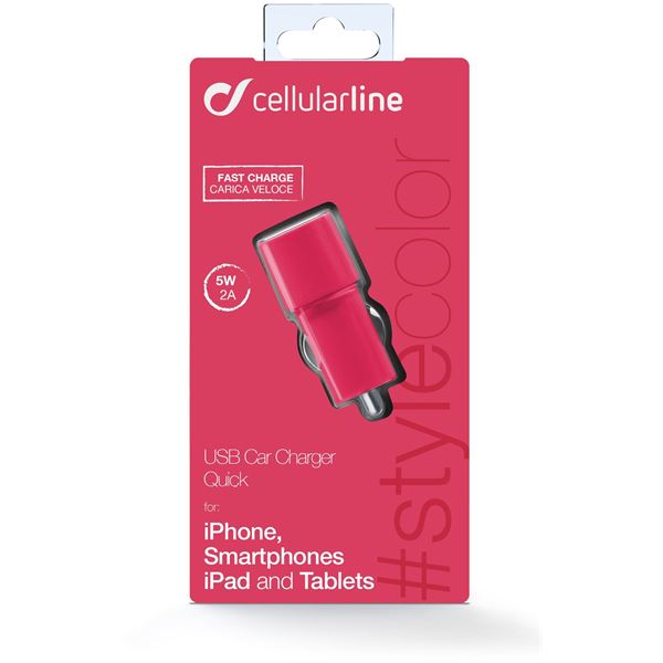 Chargeur allume cigare rose 1 entrée 2A Cellular Line