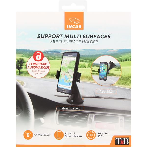 Support téléphone fixation sur pare-brise et tableau de bord T'nB