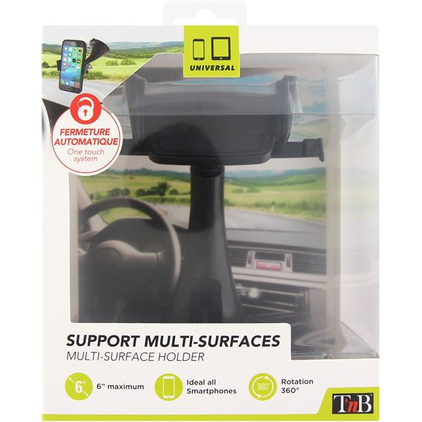 Support téléphone fixation sur pare-brise et tableau de bord T'nB