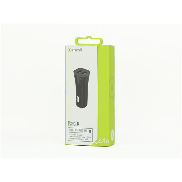 Chargeur allume-cigare 2 entrées USB 2,4A Muvit