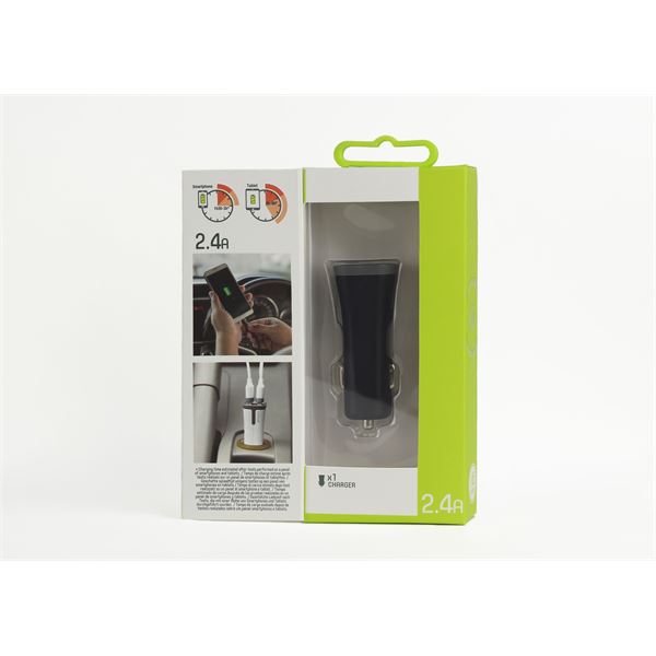 Chargeur allume-cigare 2 entrées USB 2,4A Muvit