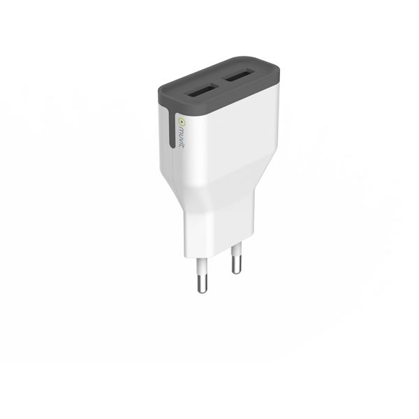 Chargeur secteur 2 USB 2,4A Muvit