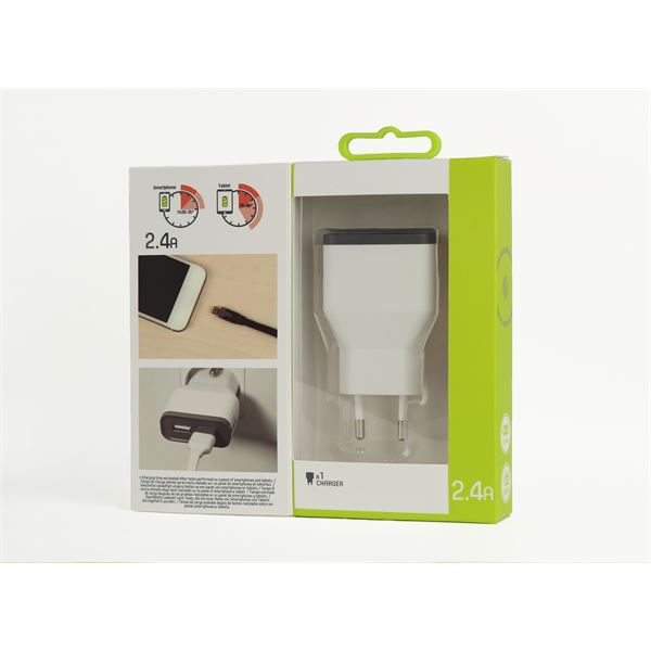 Chargeur secteur 2 USB 2,4A Muvit