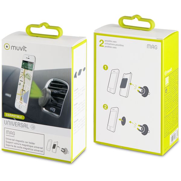 Support magnétique compact sur grille d'aération Muvit