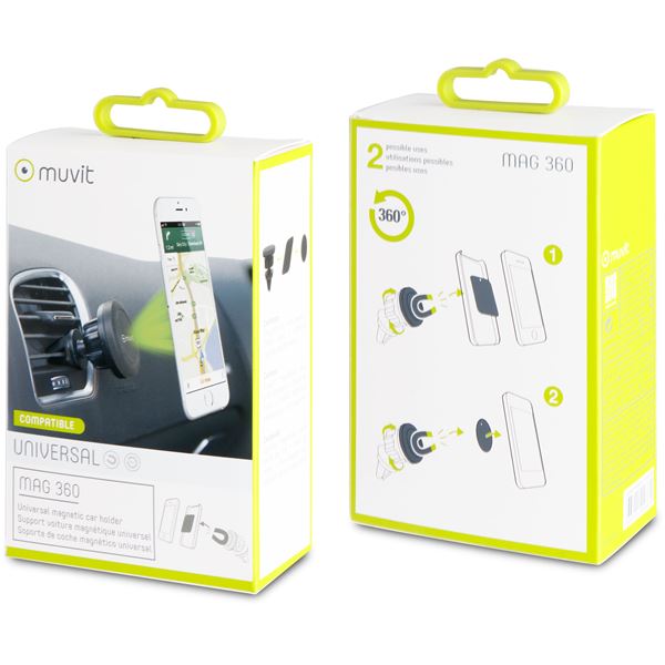 Support magnétique rotatif sur grille d'aération Muvit