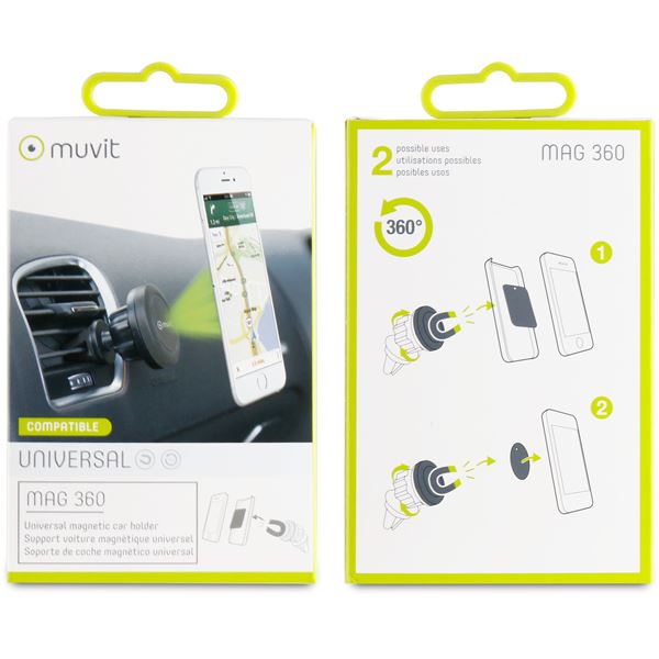 Support magnétique rotatif sur grille d'aération Muvit