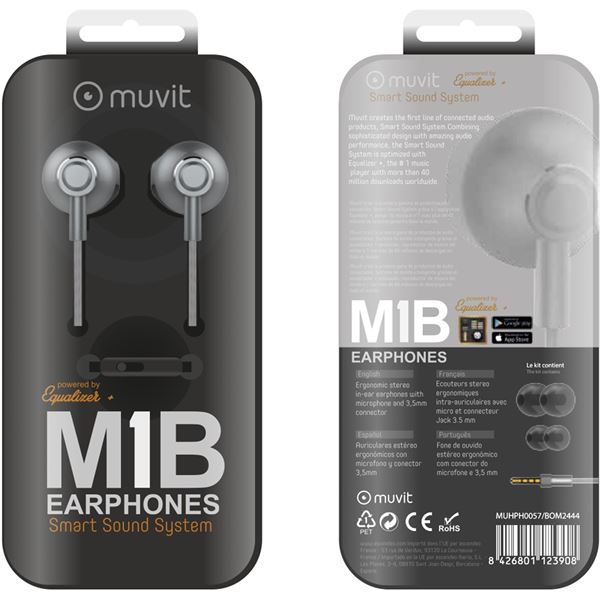 Ecouteurs intra-auriculaire premium gris anthracite 3,5 mm Muvit