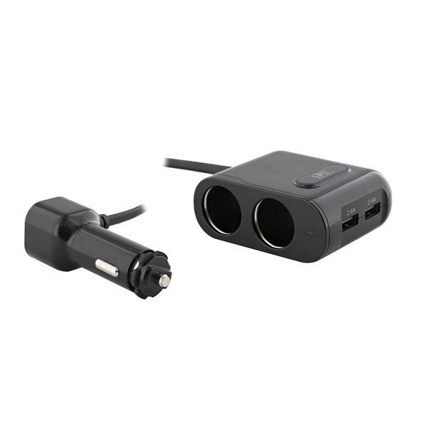 Chargeur double allume-cigare 4 en 1  + 2 USB T'nB