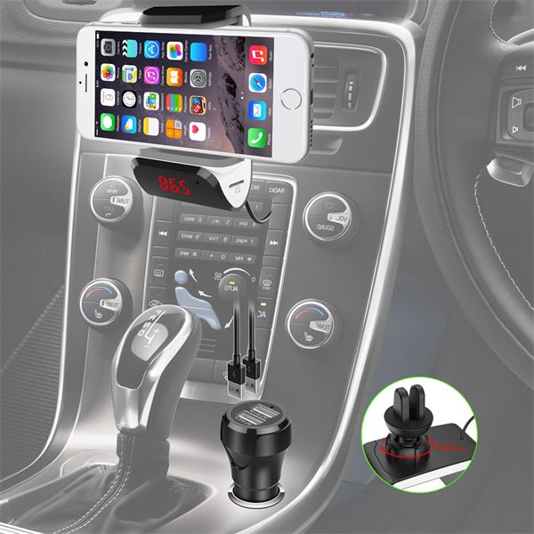 Support smartphone et Transmetteur FM Bluetooth - 3 en 1 RDI