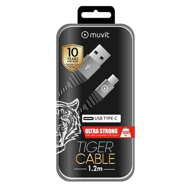 CABLE USB-C 1,2m GRIS MUVIT