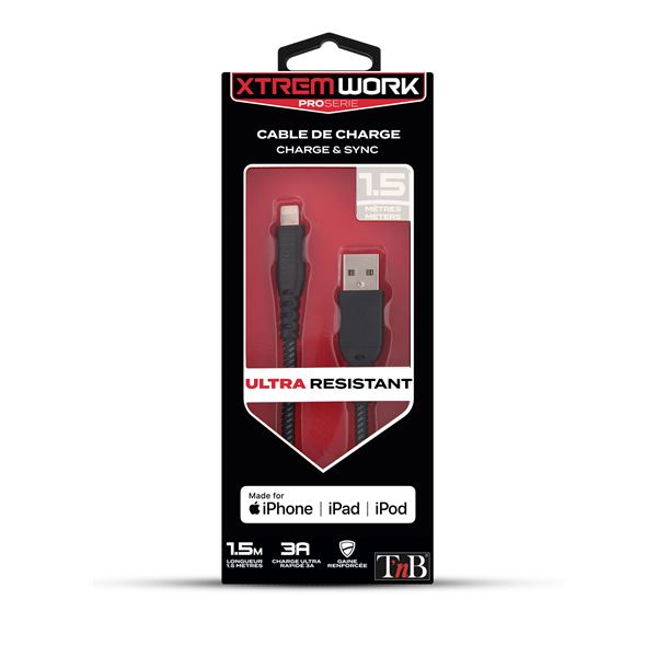 Câble XTREM WORK - USB vers  Lightning 1.5M