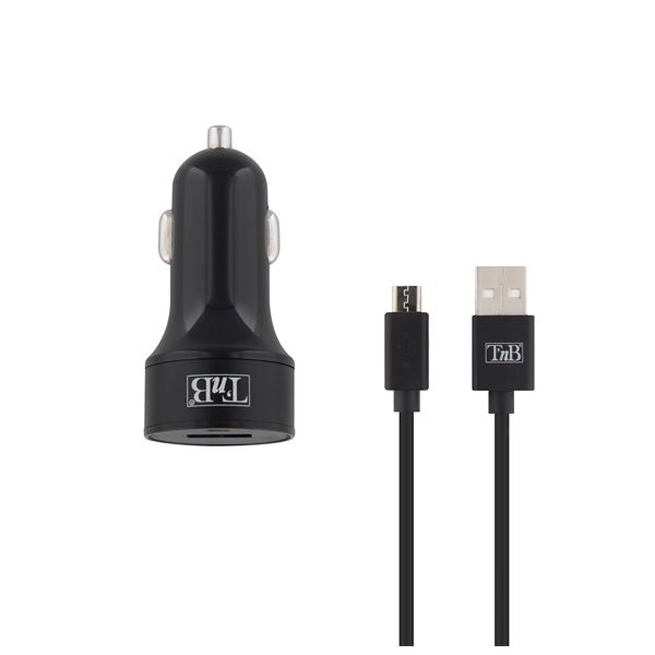 Chargeur Allume cigare QC3.0 + Câble Micro USB - Coloris Noir - T'nB