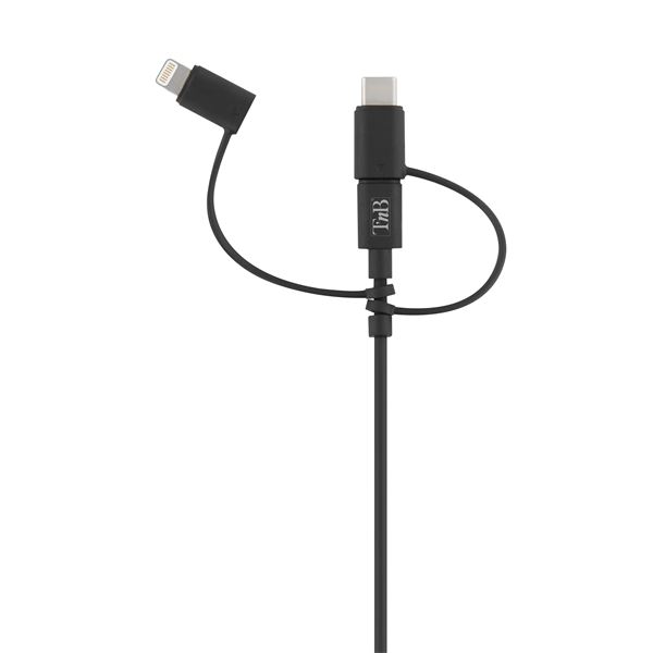 Câble 3 en 1 Micro USB + USB-C +MFI T'nB