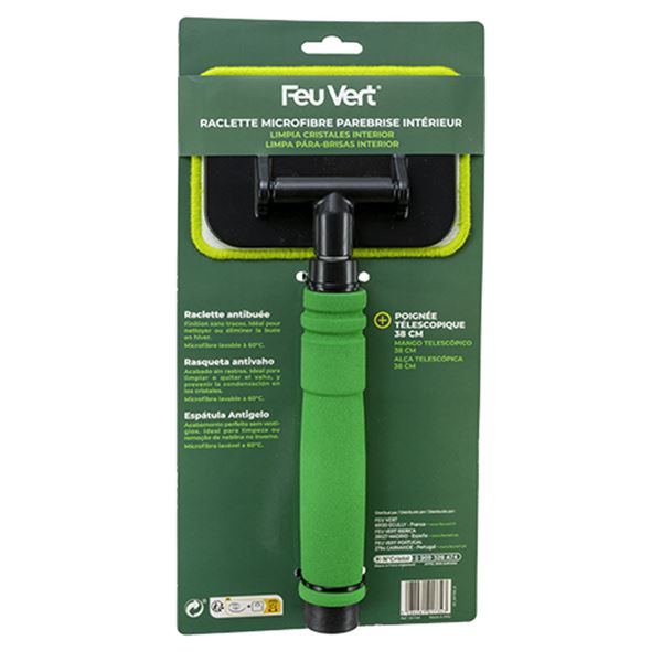 Raclette microfibre nettoyage pare-brise intérieur FEU VERT