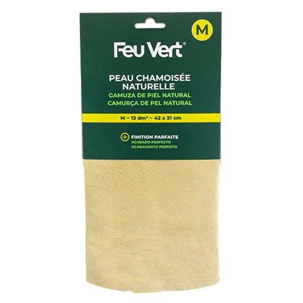 Peau chamoisée naturelle M 13dm² FEU VERT Premium