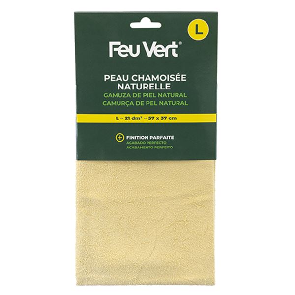 Peau chamoisée naturelle L 22dm² FEU VERT Premium