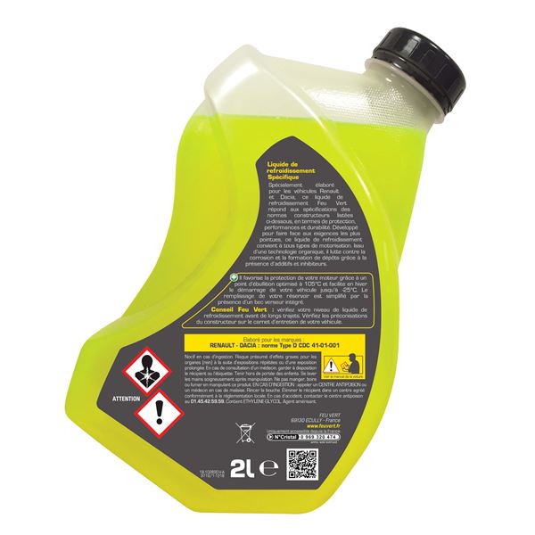 Liquide de refroidissement pour Renault / Dacia -25°C 2L Feu Vert