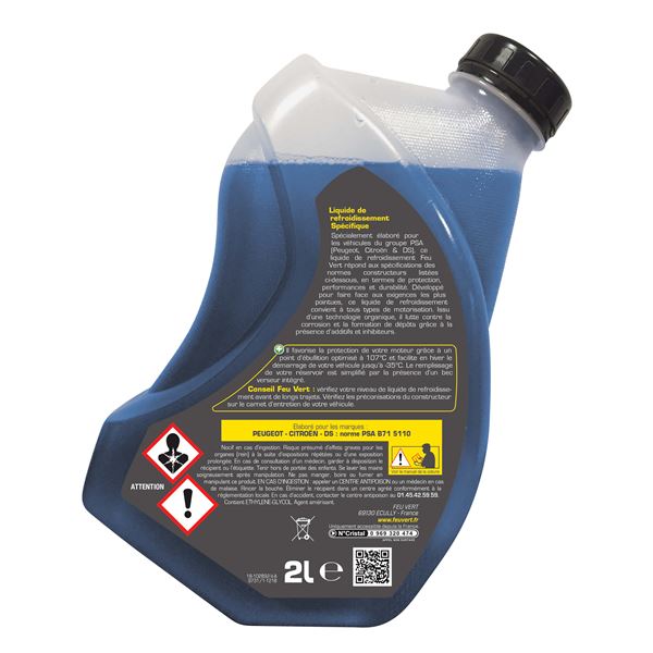 Liquide de refroidissement pour Peugeot / Citroën / DS -35°C 2L Feu Vert
