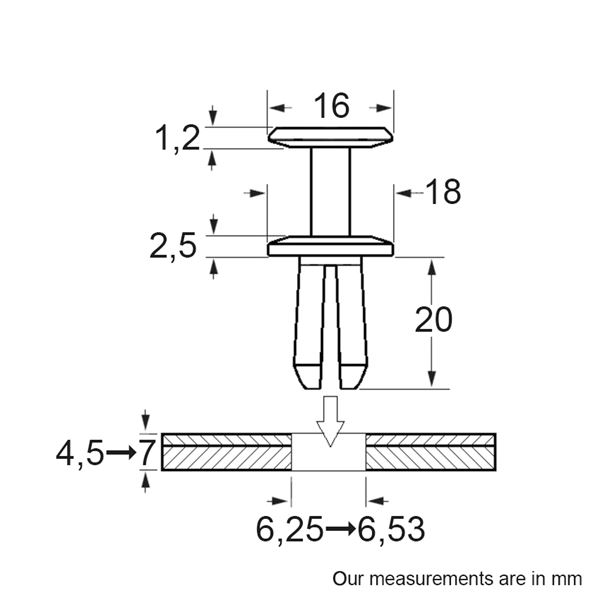 Rivets pour aile, garniture intérieure, pare-choc 228168 RESTAGRAF X4