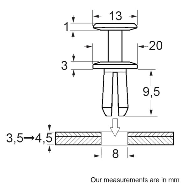 Rivets pour aile, garniture intérieure, pare-choc 228169 RESTAGRAF X4