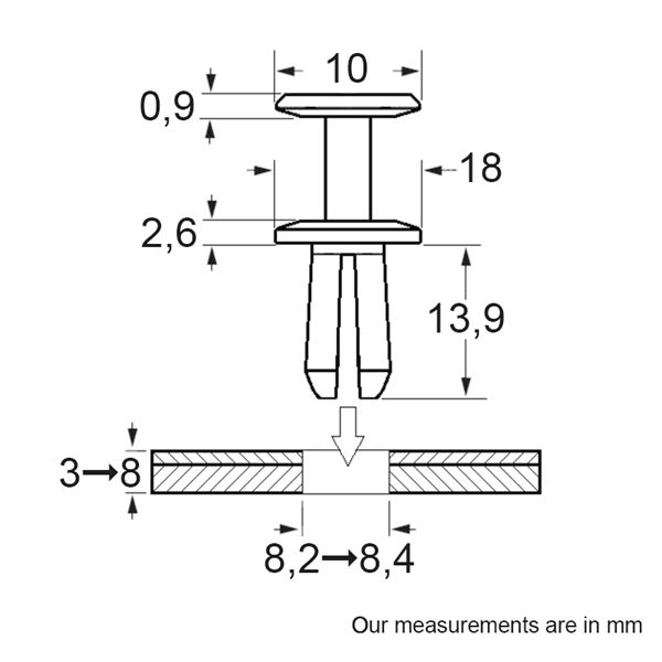 Rivets pour garnitures intérieures, pare-choc 228179 RESTAGRAF X4