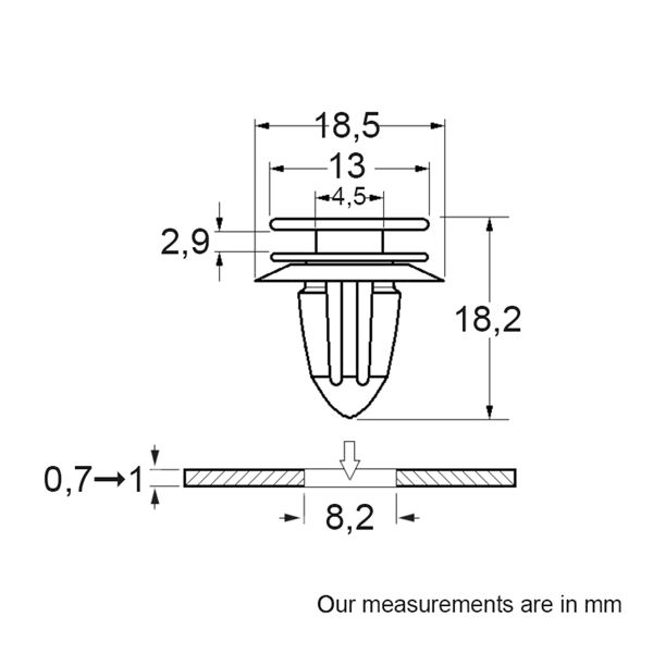 Agrafes pour portière, protection latérale 225013 RESTAGRAF X8