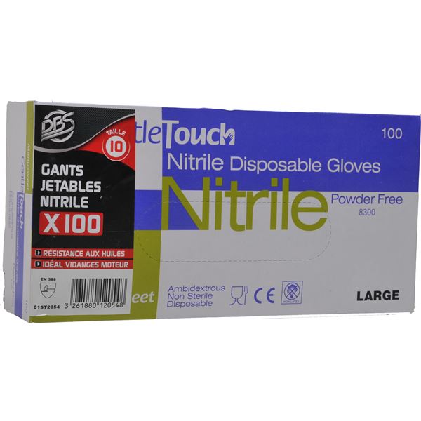 Gants jetables en nitrile non poudrés