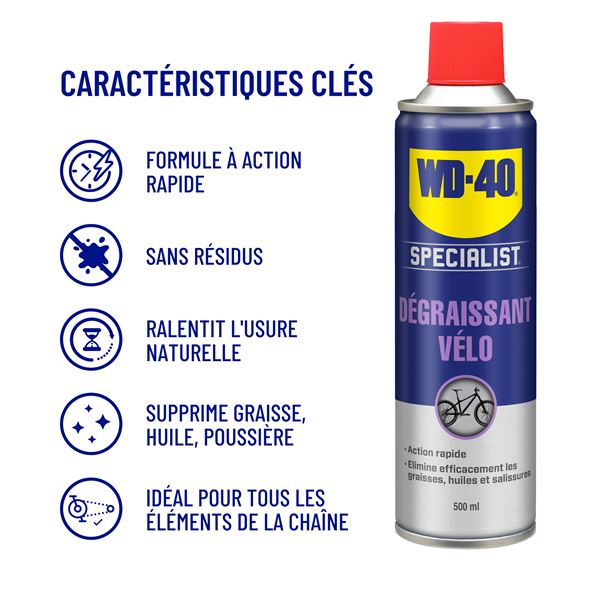 Dégraissant puissant pour vélo WD-40 BIKE 500ml