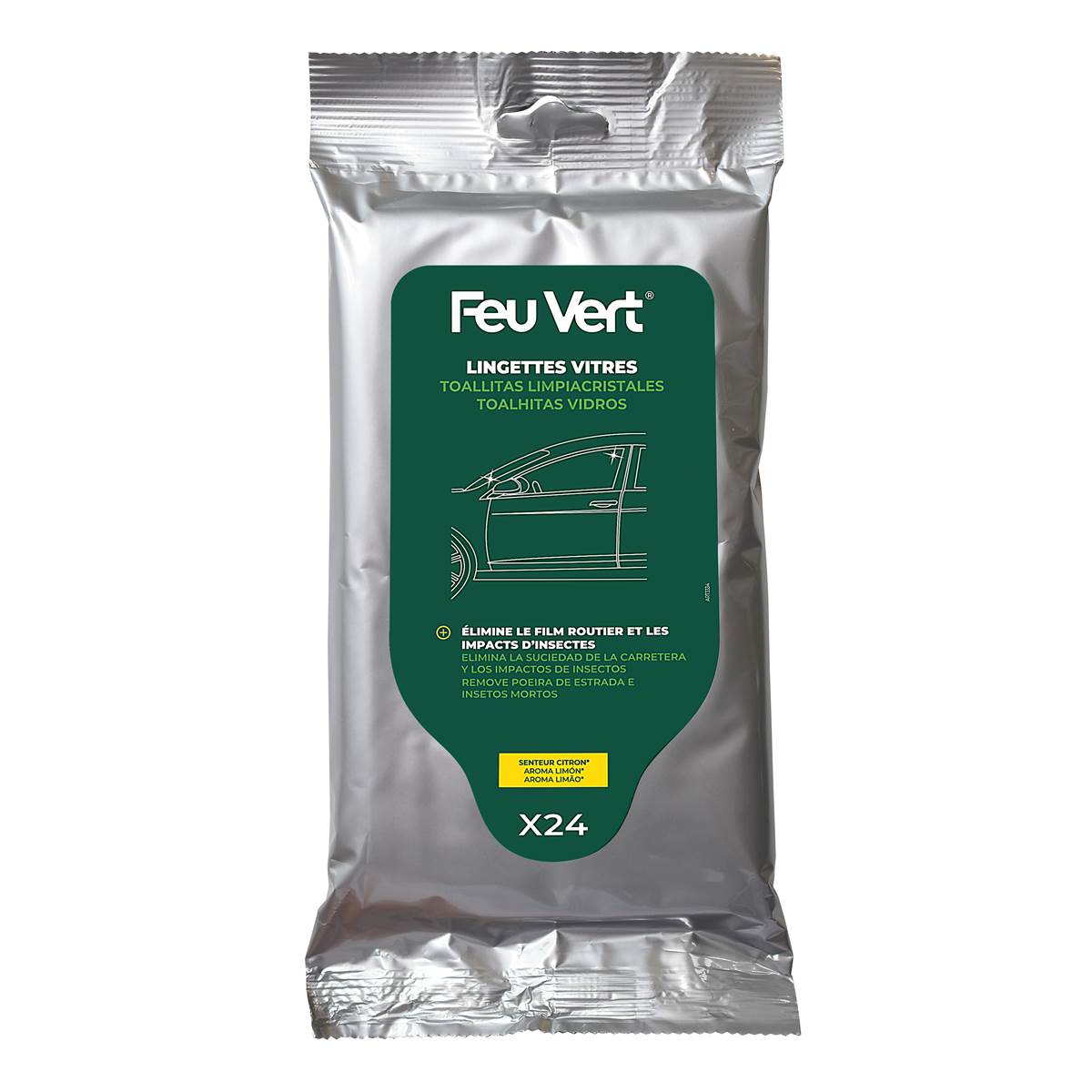24 Lingettes Vitres Feu Vert