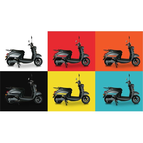 Scooter Electrique 50 EMMA VIBES Gris kit déco Noir EASY-WATTS