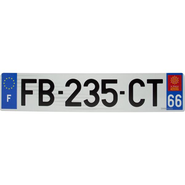 Plaque immatriculation alu Premium 520 x 110 mm département 66