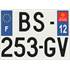 Plaque immatriculation alu Confort 275 x 200 mm département 12