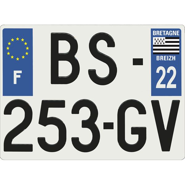 Plaque immatriculation alu Confort 275 x 200 mm département 22